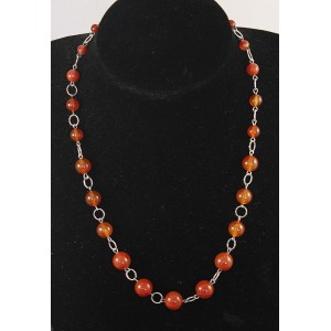 Бусы из сердолика на колечках, шарик по возрастающей 6-12мм