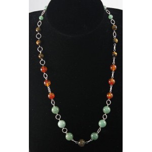 Бусы из сердолика, авантюрина зеленого, тигрового глаза на колечках, шарик по возрастающей 6-12мм