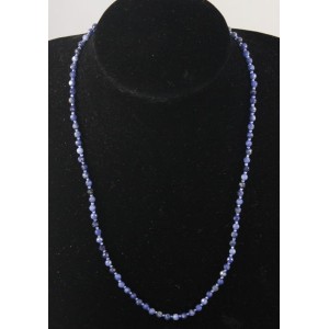 Бусы из кианита через бисер, 50см, шарик 4мм огранка