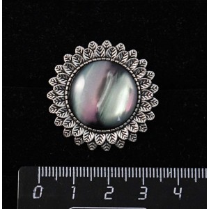 Кольцо с гелиотисом (иск.), круг 20мм, "подсолнух", безразмерное