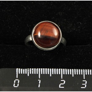 Кольцо c бычьим глазом, круг 12мм, безразмерное