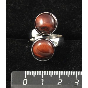 Кольцо из бычьего глаза, "2 круга", круг 12мм, безразмерное