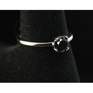 Кольцо фианит черный 1 камень, родирование