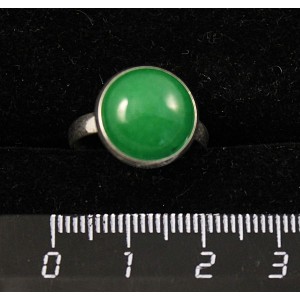 Кольцо c кварцем тонированным, цвет хризопраз, круг 12мм, безразмерное