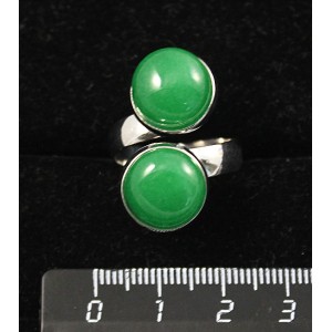 Кольцо из кварца тонированного, цвет хризопраз, "2 круга", круг 12мм, безразмерное