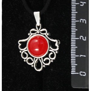 Кулон из агата красного, (тонировка под коралл), круг 12мм, "балерина"