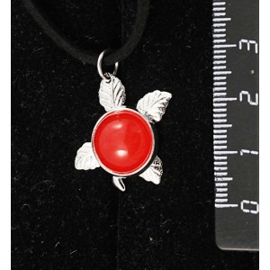 Кулон из агата красного, (тонировка под коралл), круг 12мм, "ягодка"