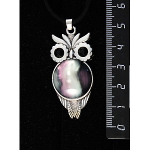 Кулон из гелиотиса (иск.), "сова", круг 20мм