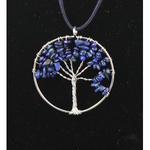 Кулон "дерево жизни" из лазурита, галтовка, круг 50мм