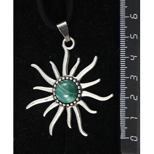 Кулон из малахита, "солнышко", круг 12мм