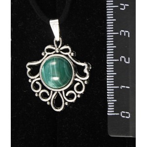 Кулон из малахита, круг 12мм, "балерина"