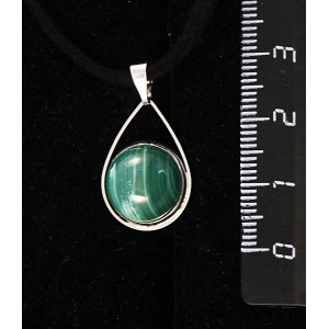 Кулон из малахита, круг 12мм, "капелька"