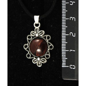 Кулон из бычьего глаза, "2 цветка", круг 12мм