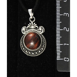 Кулон из бычьего глаза, круг 12мм, "корона"