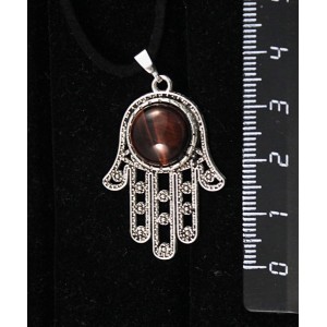 Кулон из бычьего глаза, круг 12мм, "хамса"