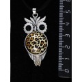Кулон с кабошоном из пластика, рисунок "леопард", "сова", круг 20мм