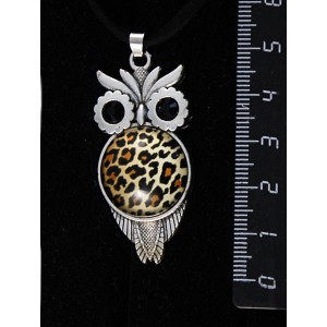 Кулон с кабошоном из пластика, рисунок "леопард", "сова", круг 20мм