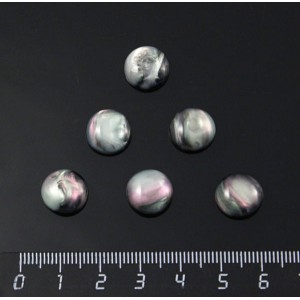 Кабошон гелиотис иск., круг 12мм, цвет зеленый, черный, фиолетовый