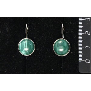 Cерьги из малахита, круг 12мм, замок петелька