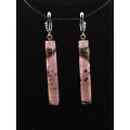 Серьги из родонита 10*50мм