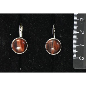 Cерьги из бычьего глаза, круг 12мм, замок петелька