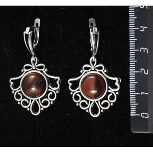 Серьги из бычьего глаза, круг 12мм, "балерина"