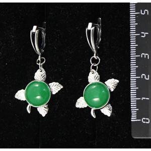 Серьги из кварца тонированного, цвет хризопраз, круг 12мм, "ягодка", швензы посеребрение