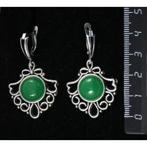 Серьги из кварца тонированного, цвет хризопраз, круг 12мм, "балерина"