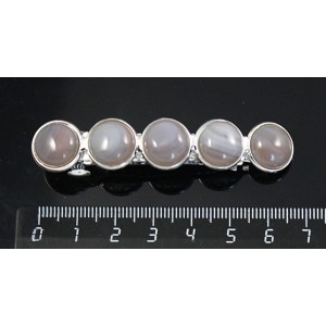 Заколка из агата серого 6см, круг 12мм, 5 камней