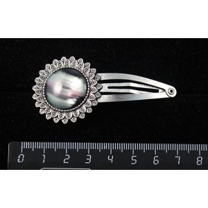 Заколка - зажим для волос с гелиотисом (иск.), "подсолнух", круг 20мм