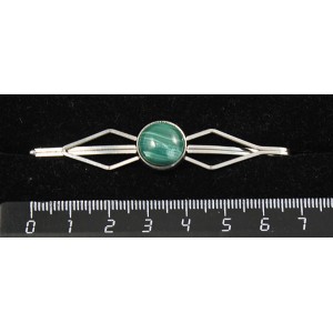 Заколка (зажим для волос) из малахита, круг 12мм