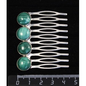 Заколка-шпилька из малахита, 4 камня, круг 12мм