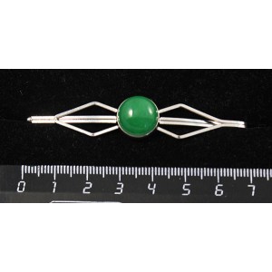 Заколка (зажим для волос) из кварца тонированного, цвет хризопраз, круг 12мм