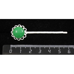 Заколка-шпилька из кварца тонированного, цвет хризопраз, 4 камня круг 12мм