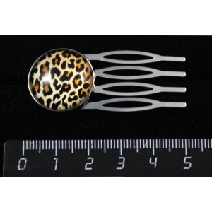 Заколка-шпилька с кабошоном из пластика, рисунок "леопард", круг 20мм
