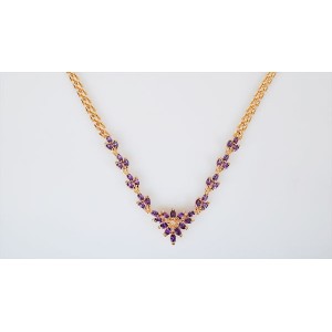 Колье из аметиста (синт.) "рис"