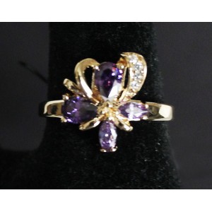 Кольцо с аметистом (синт.) "Весенний цветок"