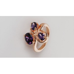 Кольцо с аметистом (синт.) "бант"