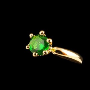 Кольцо с цирконом зеленым "малый круг"