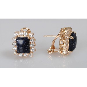 Серьги из авантюрина (имитация), "квадрат в цирконах" Серьги из авантюрина (имитация), "квадрат в цирконах"