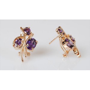 Серьги из аметиста (синт.) "бант"