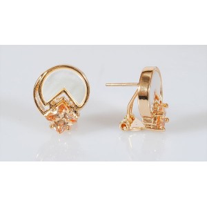 Серьги из перламутра белого и фианита шампань "меркурий"