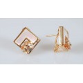 Серьги из перламутра белого и фианита шампань "пирамида"