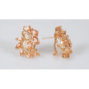 Серьги фианит шампань "жар-птица"