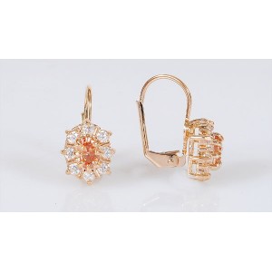 Серьги фианит шампань "с лучами"