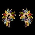 Серьги из циркона мульти "павлин"