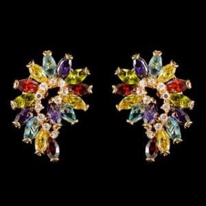 Серьги из циркона мульти "павлин"