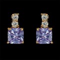 Серьги из циркона сиреневого "квадрат"