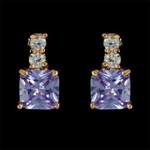 Серьги из циркона сиреневого "квадрат"