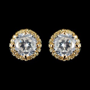 Серьги из циркона белого "круг в цирконах"